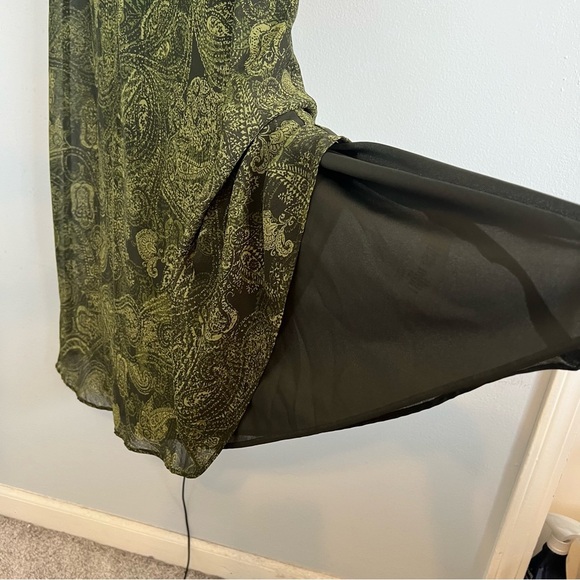 Studio I Sleeveless Maxi Dress Paisley Olive Green Sz 8 Flowy Romantic Y2K 90s - Picture 7 of 15
